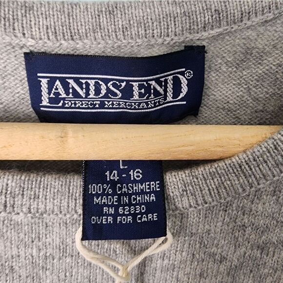 Lands' End Cashmere Gray Crew Neck Sweater Soft Knit Classic - Picture 2 of 8